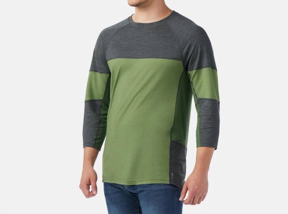 NEW SMARTWOOL mountain bike jersey in charcoal-fern green